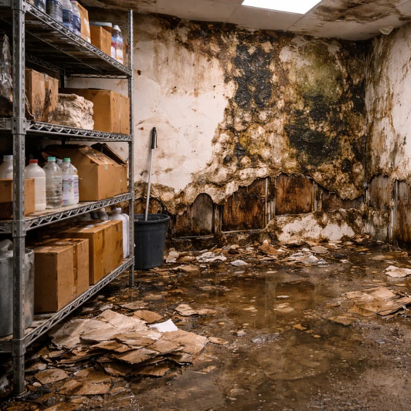 Dégâts liés à l’absence de désinfection dans un local humide