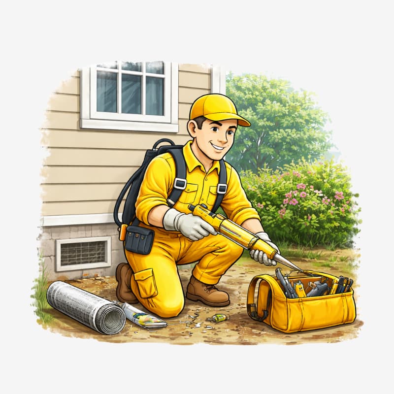 Colmatage des fissures et installation de protections anti-rongeurs